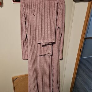 Elegant Pink Ribbed Pantsuit